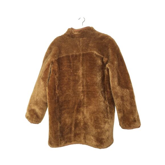 J.Crew M Zip-up Plush Fleece Coat Teddy Brown Fuzzy Full Zip Warm Casual - Picture 2 of 4
